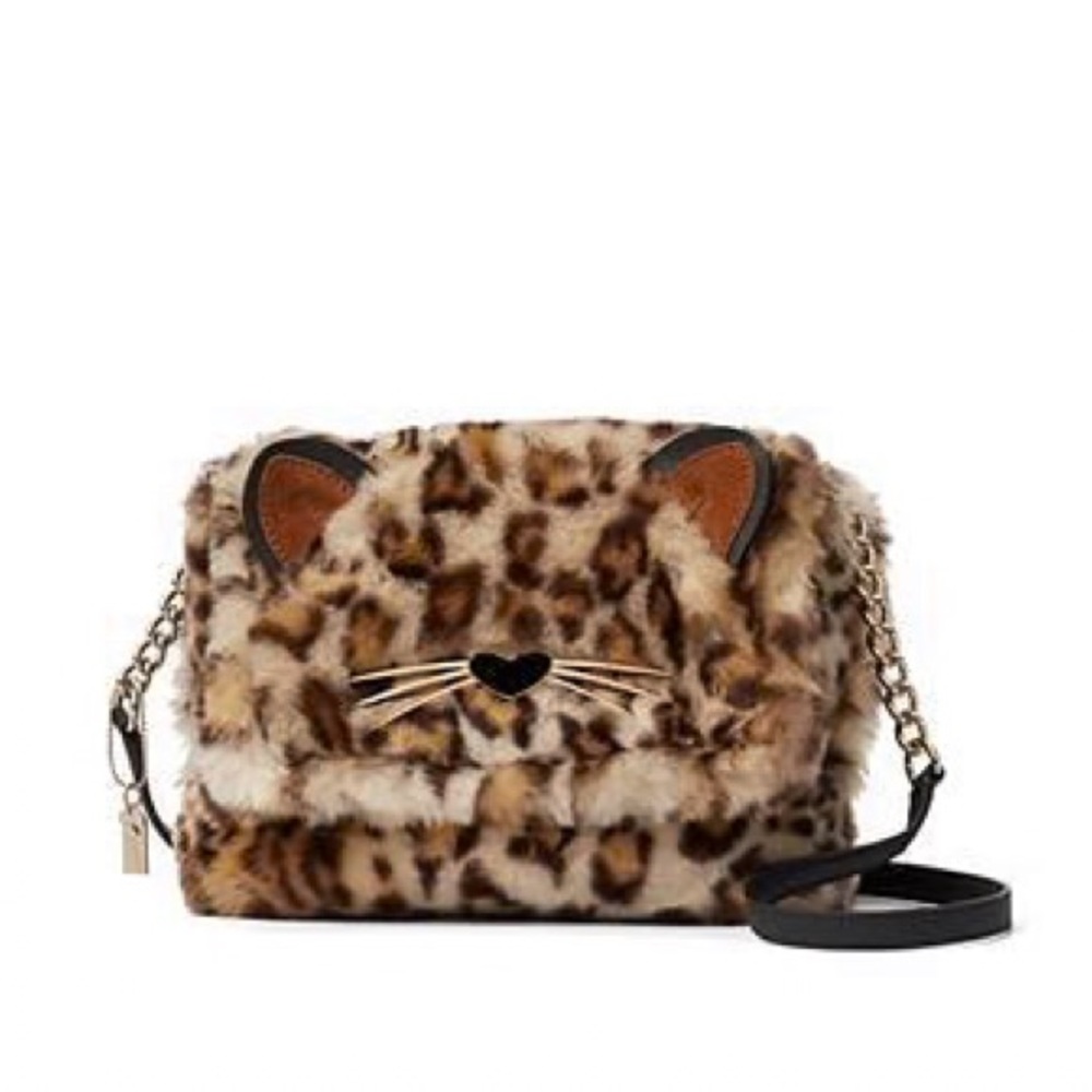 Kate Spade Run Wild leopard print muffler faux fur novelty Crossbody Bag